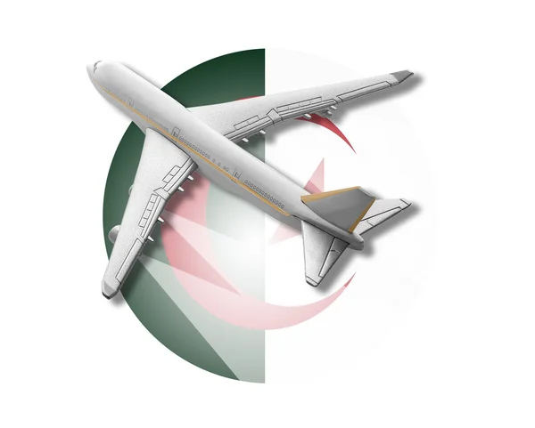 Samolot i Algierii flagę. — Zdjęcie stockowe