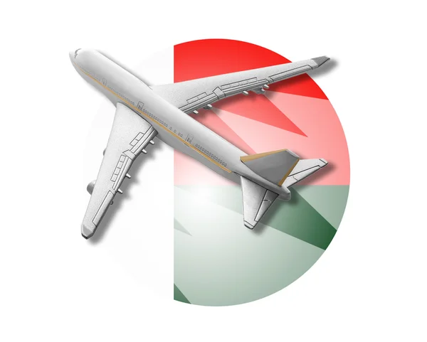 Letadlo a Madagaskar vlajka. — Stock fotografie
