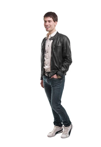 Young man in leather jacket. — Stock Photo, Image