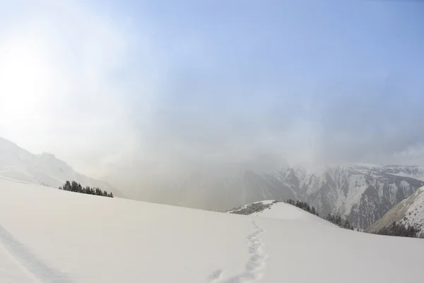 Snö berg en mulen dag — Stockfoto