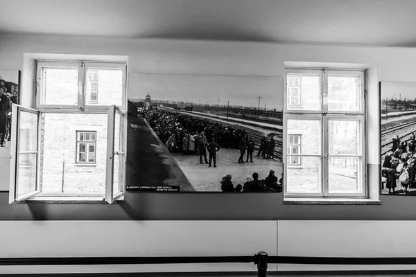 Auschwitz Und Auschwitz Birkenau Schwarz Weiß Fotos Gedenkstätte — Stockfoto