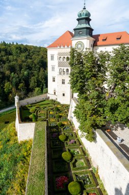 Polonya 'nın Krakow kenti yakınlarındaki kireçtaşı uçurumu Pieskowa Skala, izole kaya 