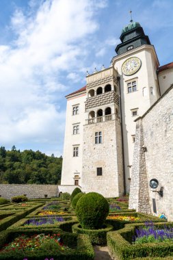 Polonya 'nın Krakow kenti yakınlarındaki kireçtaşı uçurumu Pieskowa Skala, izole kaya 