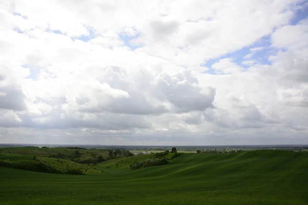 Fuera de la ciudad - paisaje rural - un antiguo molino de viento en el fiel — Foto de Stock