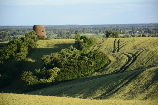 En dehors de la ville - paysage rural - un vieux moulin à vent sur le terrain — Photo