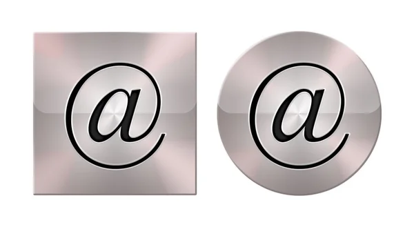 Адрес, круглые и квадратные металлические кнопки — стоковое фото