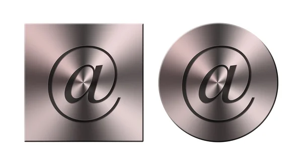 Адреса, кругла та квадратна металева кнопка — стокове фото