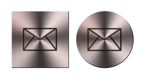 電子メール、ウェブ、円形および正方形金属ボタン — ストック写真