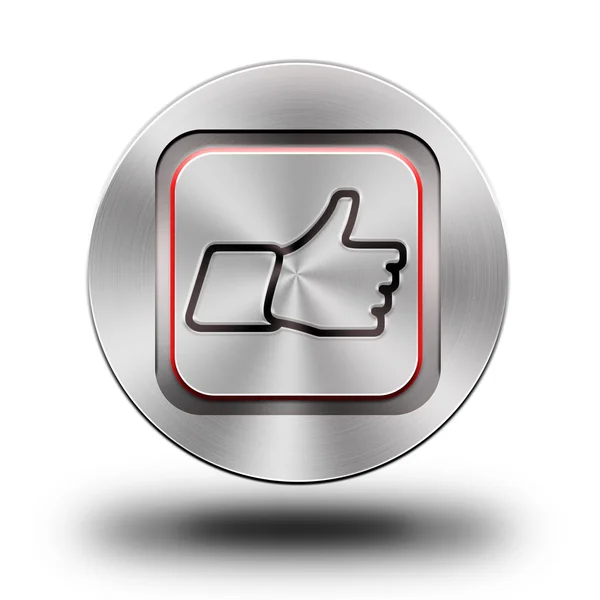 Like - thumb up, aluminum button — Stock Photo, Image