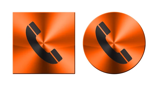 Telefon, runde und quadratische Metalltaste — Stockfoto