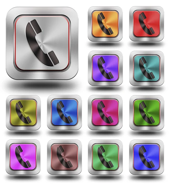 Aluminium telefoon glanzende pictogrammen, gekke kleuren. — Stockfoto