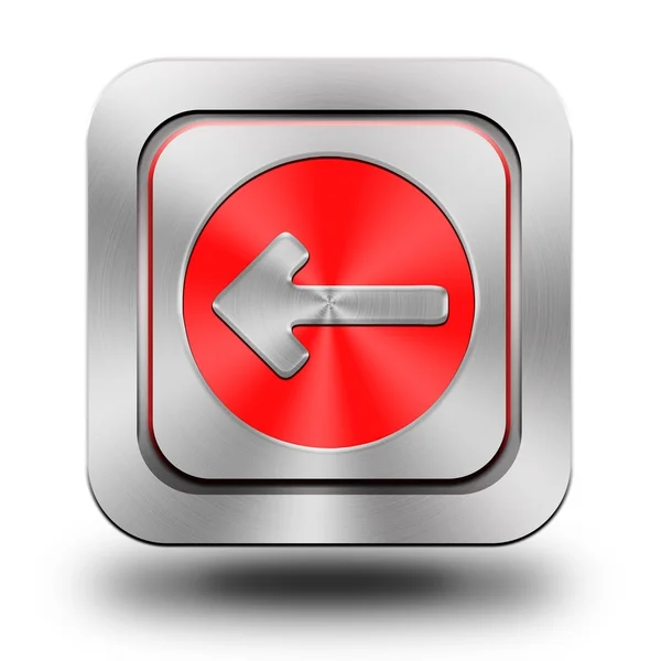 Pil vänster aluminium glansigt ikon, knapp, sign — Stockfoto