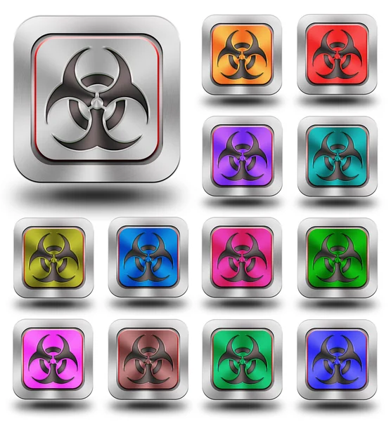Biohazard aluminum glossy icons, crazy colors — Stock Photo, Image