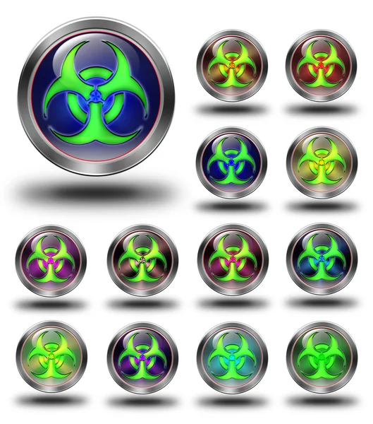 Biohazard glossy icons, crazy colors — Stock Photo, Image