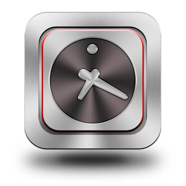 Clock aluminum glossy icon — Stock Photo, Image