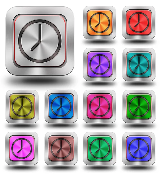 Clock aluminum glossy icons, crazy colors — Stock Photo, Image