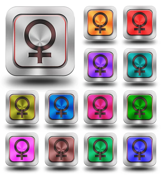 Female aluminum glossy icons, crazy colors — Stock Photo, Image