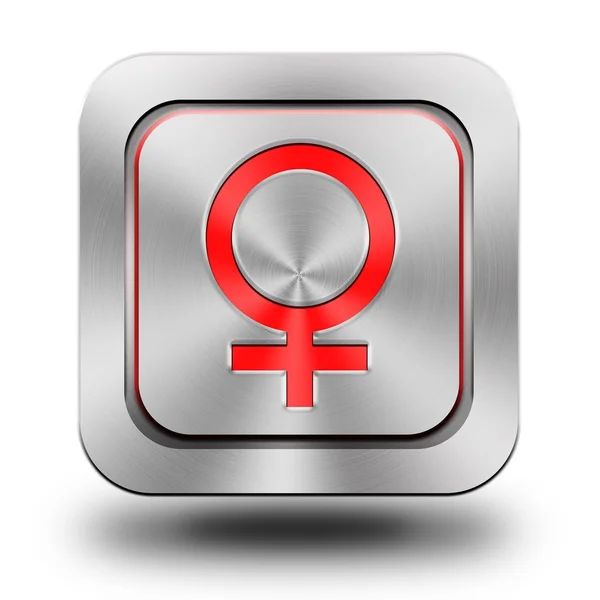 Жіночий символ алюмінієва глянсова ікона, кнопка, знак — стокове фото
