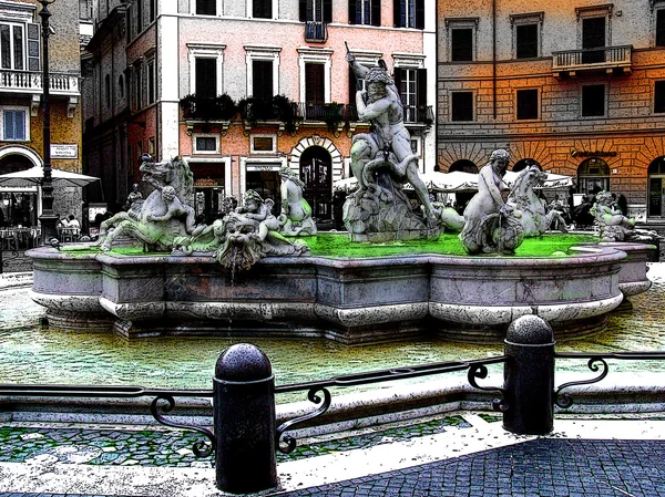 The fountain of Neptune on Navona square-rome — Stock Photo, Image