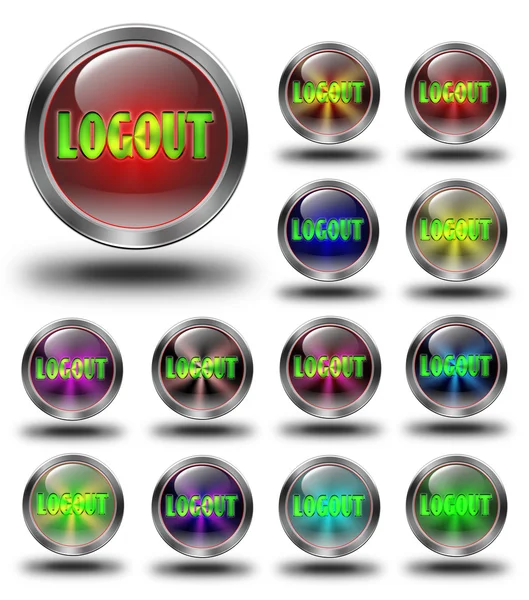 Logout glossy icons, crazy colors — Stock Photo, Image