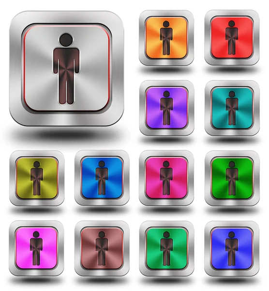 Men aluminum glossy icons, crazy colors — Stock Photo, Image