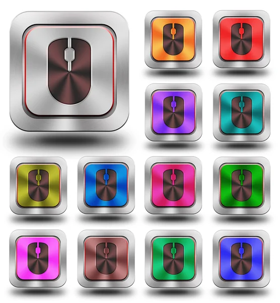 Mouse aluminum glossy icons, crazy colors — Stock Photo, Image