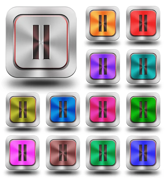 Pause aluminum glossy icons, crazy colors — Stock Photo, Image