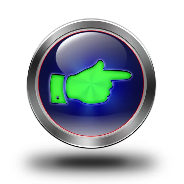 Point the finger, the direction of, glossy icon — Stock Photo, Image