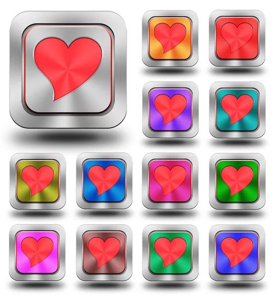Corazón rojo de aluminio iconos brillantes, colores locos —  Fotos de Stock