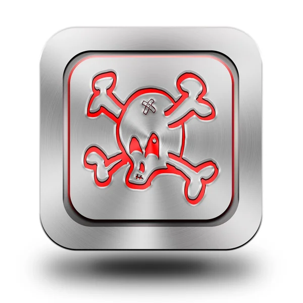 Skull aluminum glossy icon, button — Stock Photo, Image