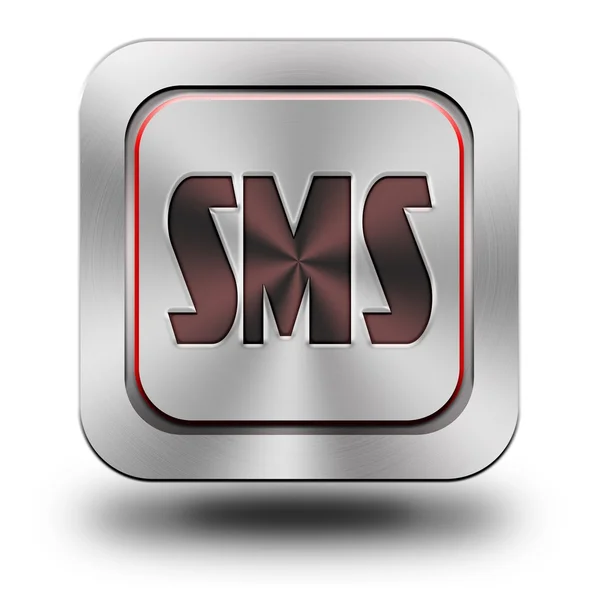 SMS aluminium błyszczący ikona — Zdjęcie stockowe