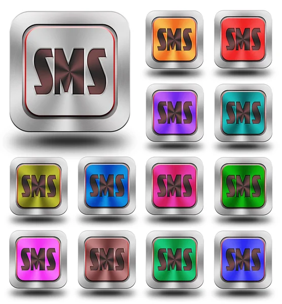 Sms aluminum glossy icons, crazy colors — Stock Photo, Image