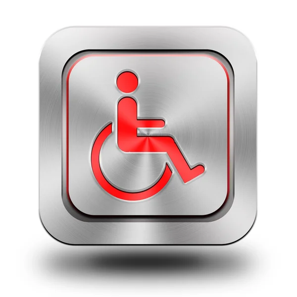 Wheelchair aluminum glossy icon, button, sign — Stock Photo, Image