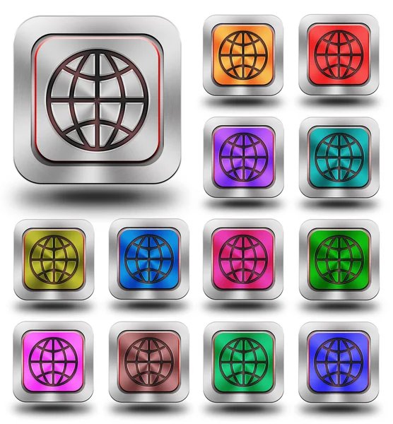 World aluminum glossy icons, crazy colors — Stock Photo, Image