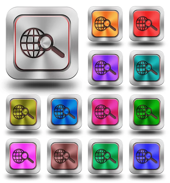 World web search aluminium glansigt ikoner, galna färger — Stockfoto