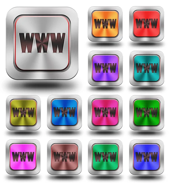 WWW aluminum glossy icons, crazy colors — Stock Photo, Image