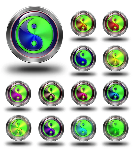 Yin Yang glossy icons, crazy colors — Stock Photo, Image