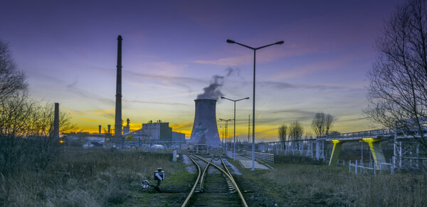 Industrial view - a plant of color at sunset