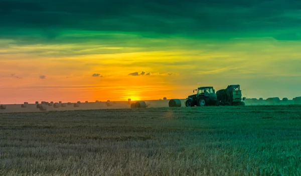 Campos e prados durante o pôr do sol — Fotografia de Stock