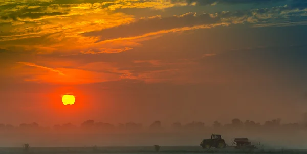 Campos e prados durante o pôr do sol — Fotografia de Stock