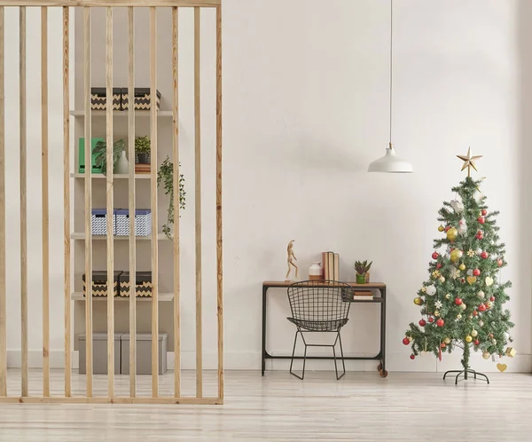 Trabajando Desde Estilo Casa Escritorio Madera Lámpara Decoración Del Árbol — Foto de Stock