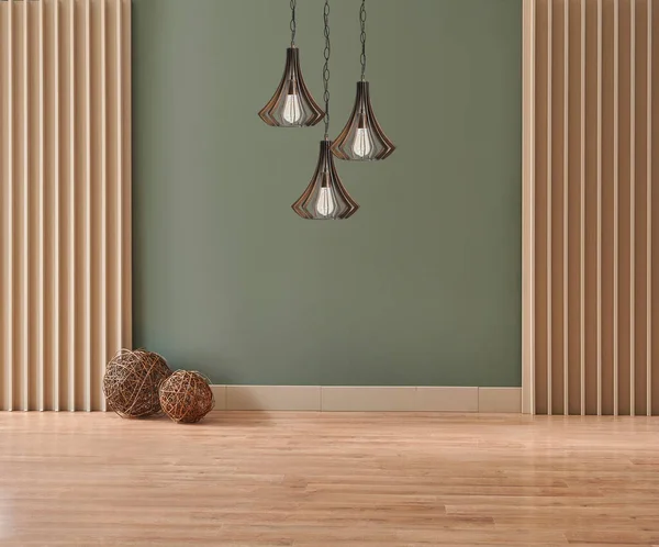 Green room wall and background, home accessory and decorative lamp style.