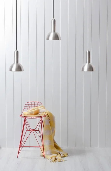 Lámpara Concepto Pared Silla Con Marco Habitación Interior —  Fotos de Stock