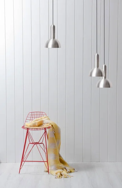 Lámpara Concepto Pared Silla Con Marco Habitación Interior —  Fotos de Stock