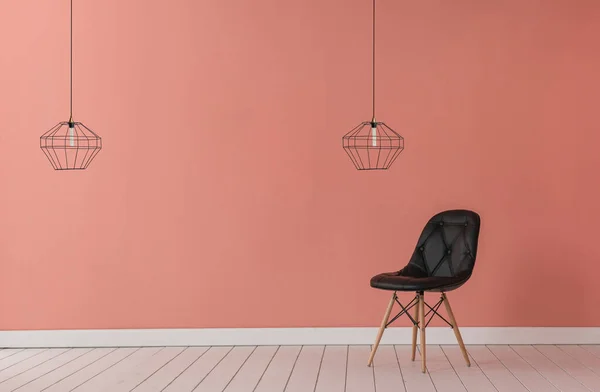 Lámpara Concepto Pared Silla Con Marco Habitación Interior — Foto de Stock