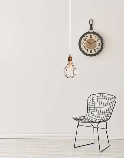 Stěna Lampy Židle Rámem Interiér Místnosti — Stock fotografie