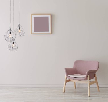 Koltuk lambası ve çerçeve tarzıyla dekoratif oda.