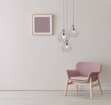 Koltuk lambası ve çerçeve tarzıyla dekoratif oda.