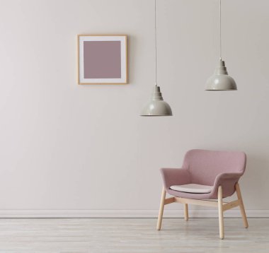 Koltuk lambası ve çerçeve tarzıyla dekoratif oda.