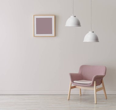 Koltuk lambası ve çerçeve tarzıyla dekoratif oda.